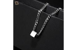 China Hip Hop Titanium Steel Clavicle Cuban Chain Necklace Square Block Pendant Chokers supplier