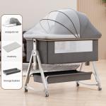 Multi Functional Baby Crib with Foldable Height Adjustment Splicing, Portable and Movable Bedside Swing, Cradle, Sleeping Bed for sale