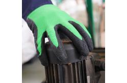 China Durable 13 Gauge Polyester Black Latex Work Gloves Anti Slip Abrasion Resistant supplier