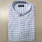 Short Sleeve Stylish Casual Shirts Checks Style 100% Cotton Fabric Normal Thickness for sale