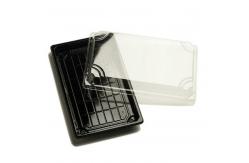 China HACCP PP Food Serving Tools Takeout Black Plastic Sushi Tray With Cover supplier