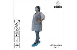 China FDA Anti Dust Disposable White Lab Coats SPP Jacket With Elastic Cuff supplier