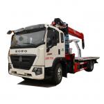 4x2 HOWO Tow Trucks Wrecker Truck One Tow Two Vehicle 10 Tons Flatbed Road-block Removal Truck With Crane for sale