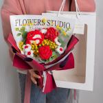 40x30cm Carnation Knitted Yarn Bouquet Beautiful Mother's Day Present for sale