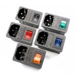 EC320 C14 Red Light Rocker Switch Fused Fuse Inlet Male Connector Plug 125V 10A for sale