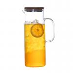 Heat Resistant Beverage Glass Water Pitcher Durable High With Bamboo Lid for sale