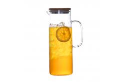 China Heat Resistant Beverage Glass Water Pitcher Durable High With Bamboo Lid supplier