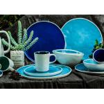Irregular Shape 16pc Bright Color Stone Dishware Sets For 4 for sale