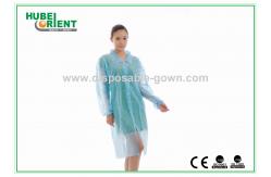 China PP SMS MP Tyvek Single Use Lab Coat With Snap Closure supplier
