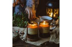 China Custom Label 250ml Amber Transparent Glass Jars Candle ODM Airtight Lids Odorless supplier