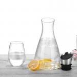 Flow Lid Heat Proof Glass Pitcher , Half A Gallon Night Table Water Carafe