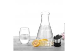 China Flow Lid Heat Proof Glass Pitcher , Half A Gallon Night Table Water Carafe supplier