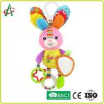 EN71 25cm Soft Plush Baby Rattles With Teeth Chew And Mirror for sale