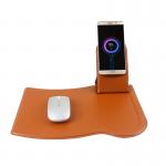 ODM Water Resistant Wireless Charging Mouse Pad With Phone Holder Leather Material for sale