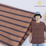 175cm 185gsm Red And Black Striped Fabric Elastic Cotton T Shirt Material for sale