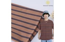 China 175cm 185gsm Red And Black Striped Fabric Elastic Cotton T Shirt Material supplier