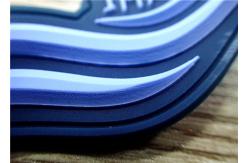 China S / M / L Dark Blue 3D Rubber Patches / Rubber Labels For Clothing supplier