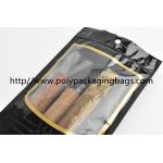 Customized black cigar tobacco moisturizing zipper bag with transparent window