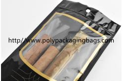 China Customized black cigar tobacco moisturizing zipper bag with transparent window supplier