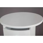 Apartment White Wood Round Coffee Table Glossy White Finished With Drawer