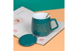 China Matte 7x9cm Reusable Ceramic Coffee Cup Traditional Chinese Medicine Style With Spoon supplier