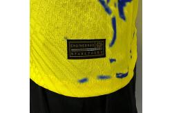 China Permeable Blue Yellow Soccer Player Version Jersey Durable And Dynamic supplier