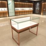 Lockable Custom Retail Display Cabinets For Jewelry Shop Gold Black Furniture for sale
