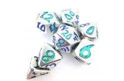 China Handmade Gold Plated Custom Dice Environmental Metal Dice Polyhedral Pale Green Silver supplier