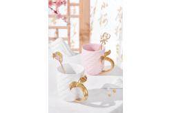 China Coffee Mug With Gold Handle Rough Clay Coffee Mug White Ceramic Mug Tazas supplier