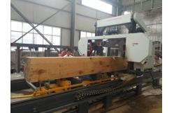 China Hydraulic Horizontal Band Saw Log Cutting Sawmill with log rotation and loader supplier