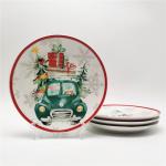 Personalized Christmas Ceramic Plate Set Luxury Round Edge Shape for sale