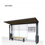 Width 2500mm Metal Smart Bus Shelter Integrate Dustbin And Waiting Bench for sale