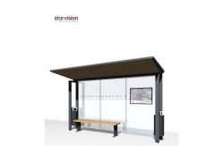 China Width 2500mm Metal Smart Bus Shelter Integrate Dustbin And Waiting Bench supplier