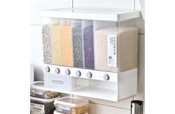 China Transparent Wall Mounted 6 Grid Cereal Dispenser With Measuring Cup supplier