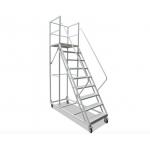 Multi Functional Rolling Warehouse Ladders On Wheels / Rolling Step Ladder Safety for sale