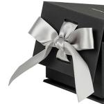 Custom Logo UV Coating Cardboard Flip Ring Earring Packaging Box with Ribbon Design