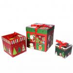 Lid And Base Christmas Cardboard Gift Boxes Christmas Decorations Box With Ribbon for sale