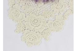 China Cotton Hollow Water Soluble Lace Neckline Applique Trim With Rose And Sakura Design supplier