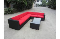 China Plastic Rattan Sectional Sofa Set Corner Sofa With Coffee Table supplier