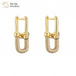 18k Gold Plated Diamond Zircon Jewelry Set Horseshoe U Geometric