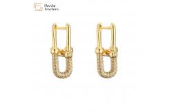 China 18k Gold Plated Diamond Zircon Jewelry Set Horseshoe U Geometric supplier
