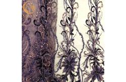 China Patterned 3D Handwork Beaded Lace Fabric For Wedding Clothes supplier