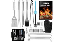 China Silver BBQ Utensil Set Heatinsulated Antirust With Storage Bag supplier