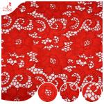 135CM Fancy Embroidered Fabric Hollow Lace Trim 3d Red Flowers Embroidery Guipure Lace Fabric for sale