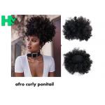 Black Synthetic Hair Pieces , Afro Curly Human Hair Ponytail Extensions for sale