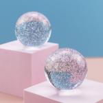 Customized Clear Glitter Ball Shiny Arylic Ball Glitter Powder Resin ball