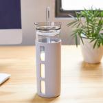 18.5oz Shatterproof Glass Travel Bottle , Borosilicate Water Bottle With Straw
