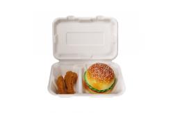 China Customized Burger Box Biodegradable 2-Room Disposable Sugarcane Lunch Box Takeout Burger Box supplier