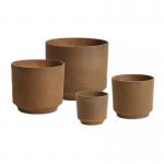 Round Indoor Outdoor GRC Planter Pots Hand Carved Surface Scrubbed for sale