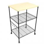 Kitchen Classified Storage Wire Cart Wooden / Epoxy Powder Shelf for sale